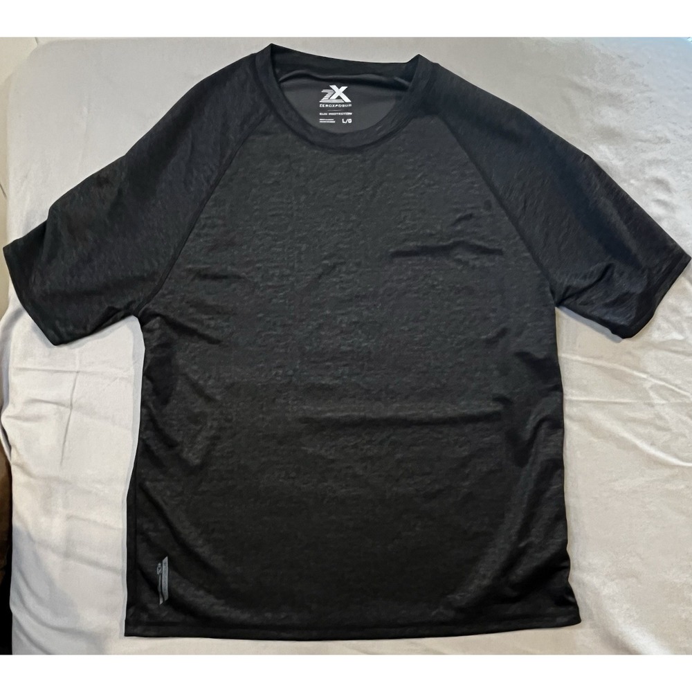 Zeroxposur Men's T-Shirt Tee Short Sleeves UPF 50+ Sun Protection Black Size L